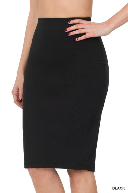 `.Ponte Knee Length Pencil Skirt