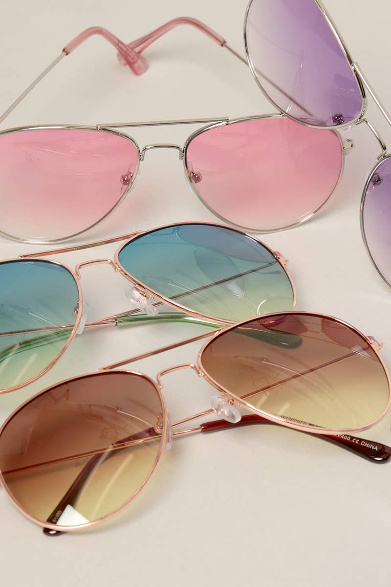 Tinted Lenses Metal Frame Aviator Sunglasses