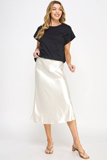 Satin Pearl Midi Skirt
