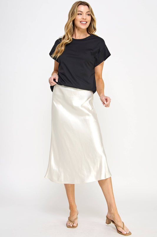 Satin Pearl Midi Skirt