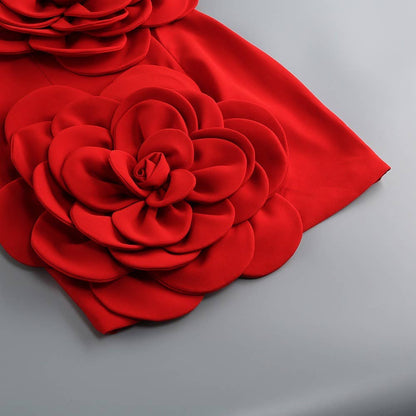3D Flower Tube Dress - Bold Elegance