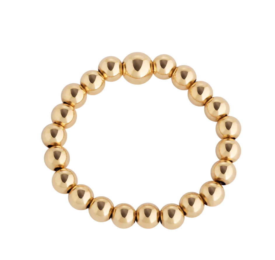 Gold Beads Stackable Stretch Rings- Waterproof no Tarnish