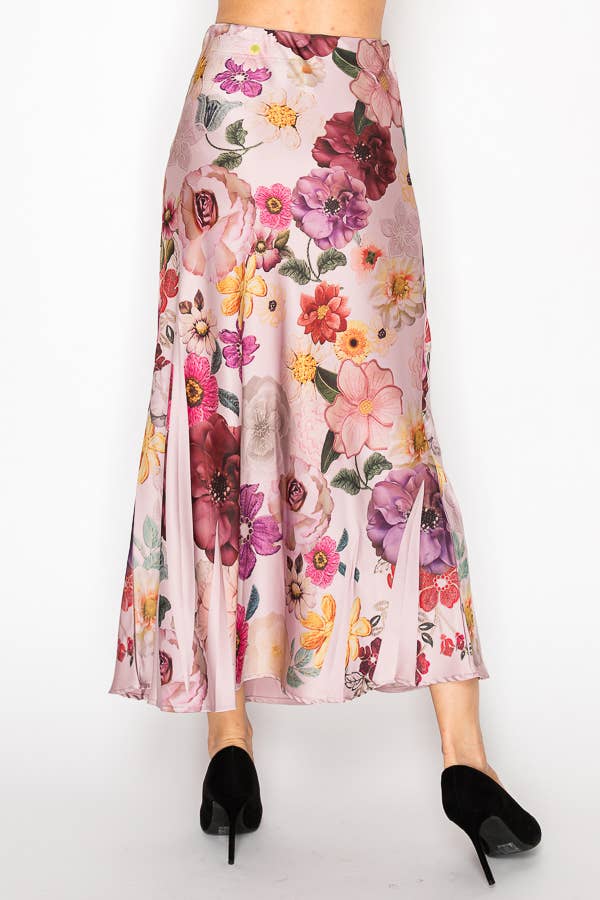 Floral Satin Skirt