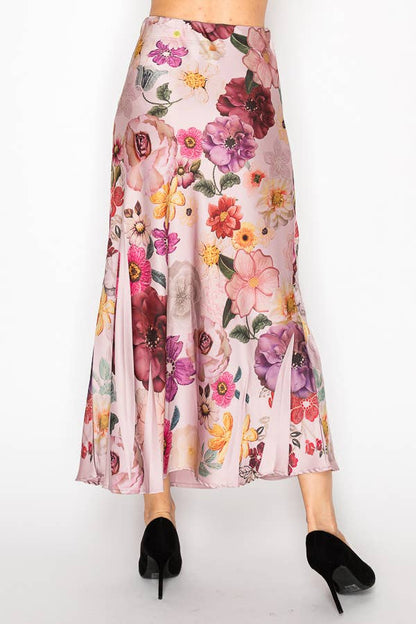 Floral Satin Skirt