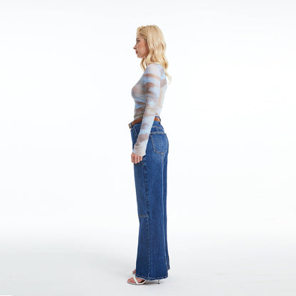 Bayeas Super High Rise Wide Leg Jeans (Finished Hem,Slit)