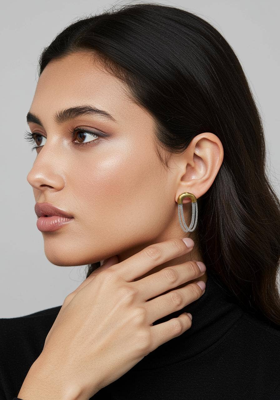 Mixed Metal Tassel Hoop Earring
