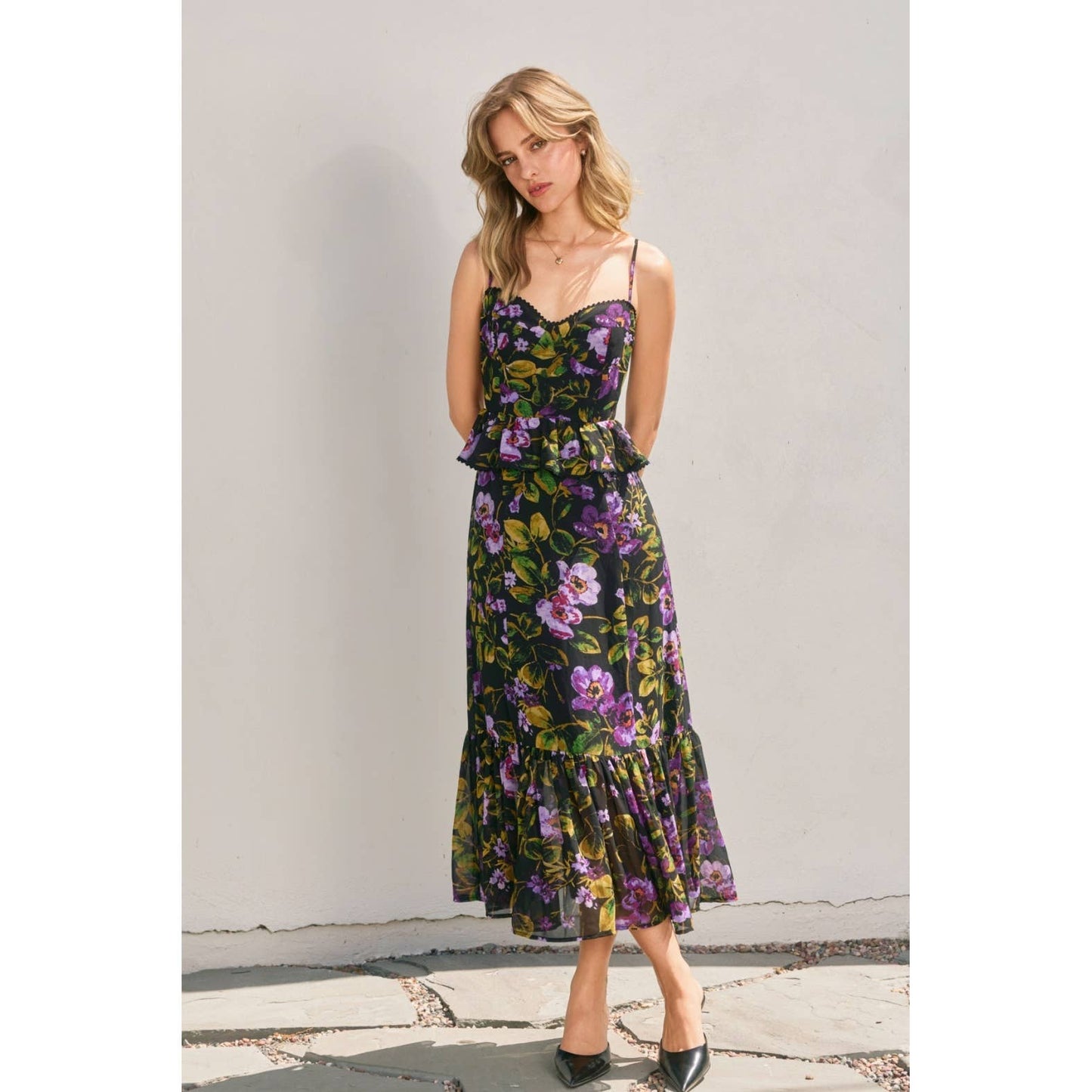 Midnight Lurex Ruffled Dress