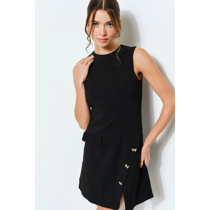 Asymmetrical Mini Dress with Bow Accents