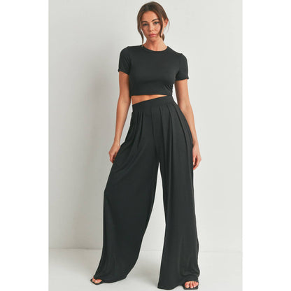 Crop Top & Palazzo Pant Set in Black