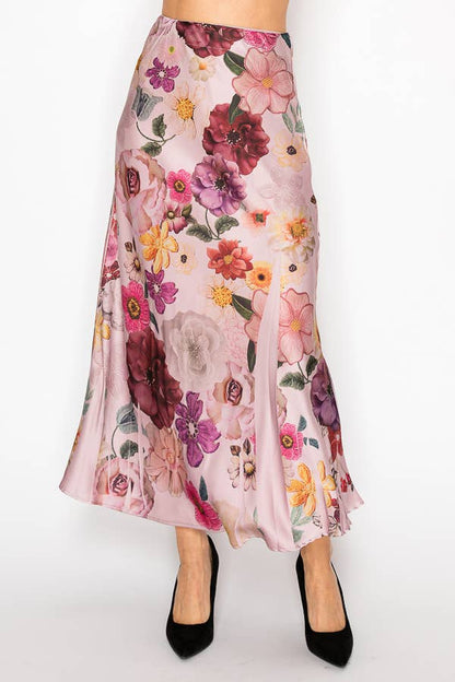 Floral Satin Skirt