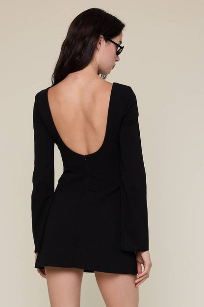 Black Boat Neck Mini Dress