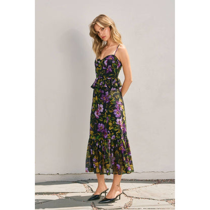 Midnight Lurex Ruffled Dress