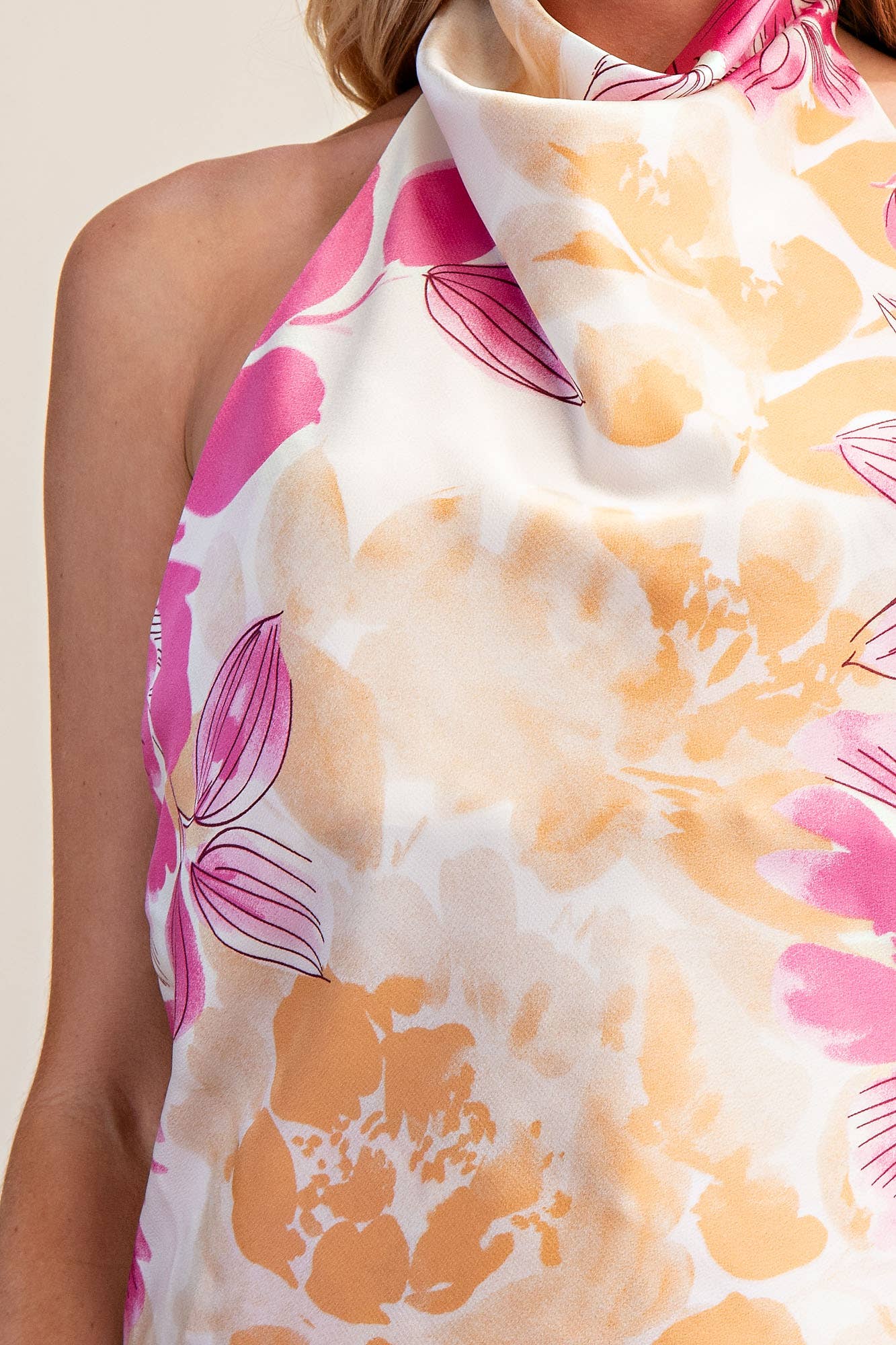 Halter Neck Cowl Neck Sleeveless Top