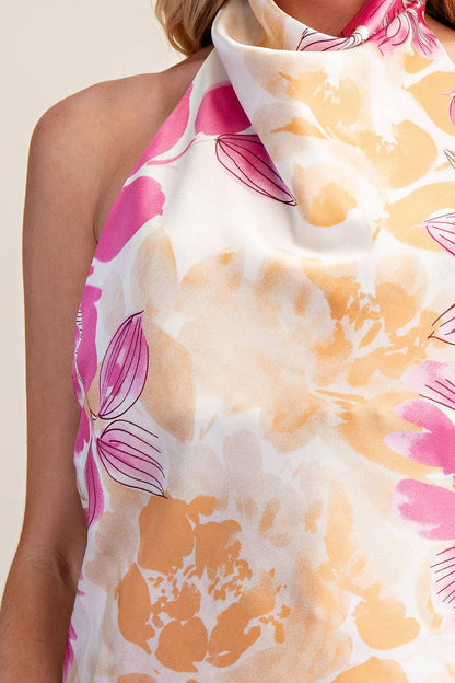 Halter Neck Cowl Neck Sleeveless Top