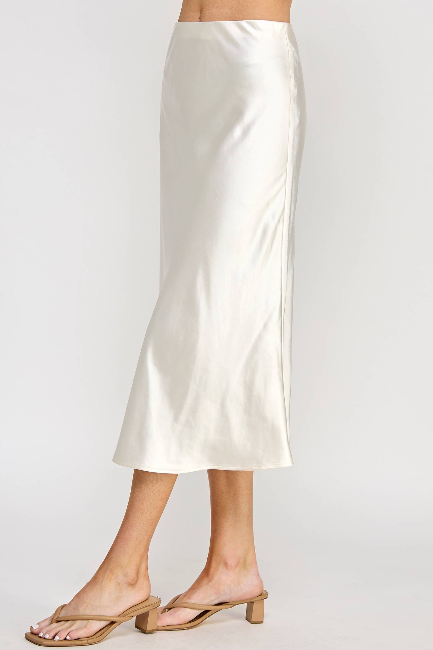 Satin Pearl Midi Skirt