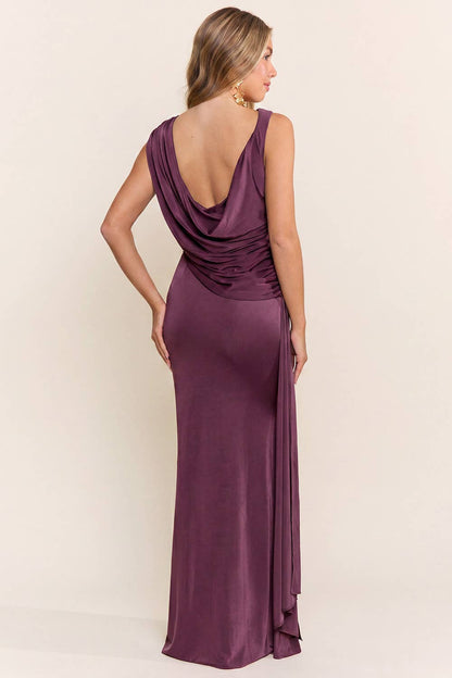 MF23302 SLEEVELESS ASYMMETRICAL BACK MAXI DRESS