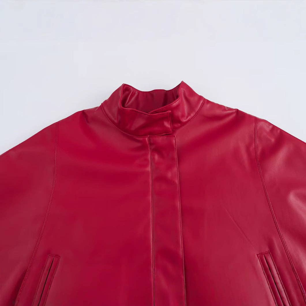 Red Leather-Style Short Cape