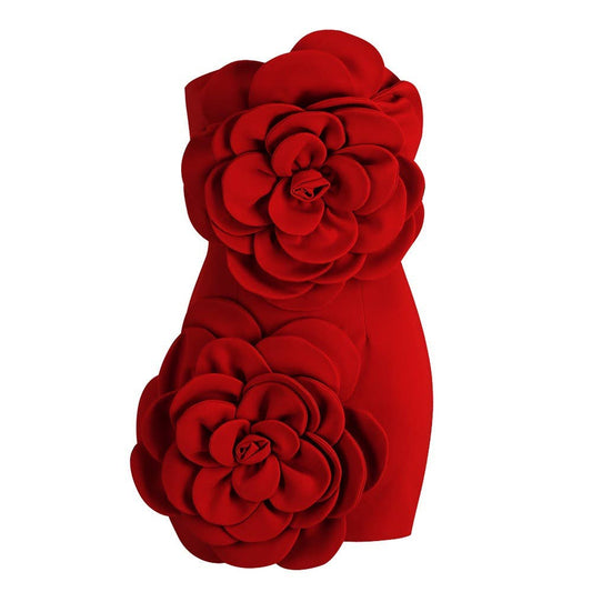 3D Flower Tube Dress - Bold Elegance