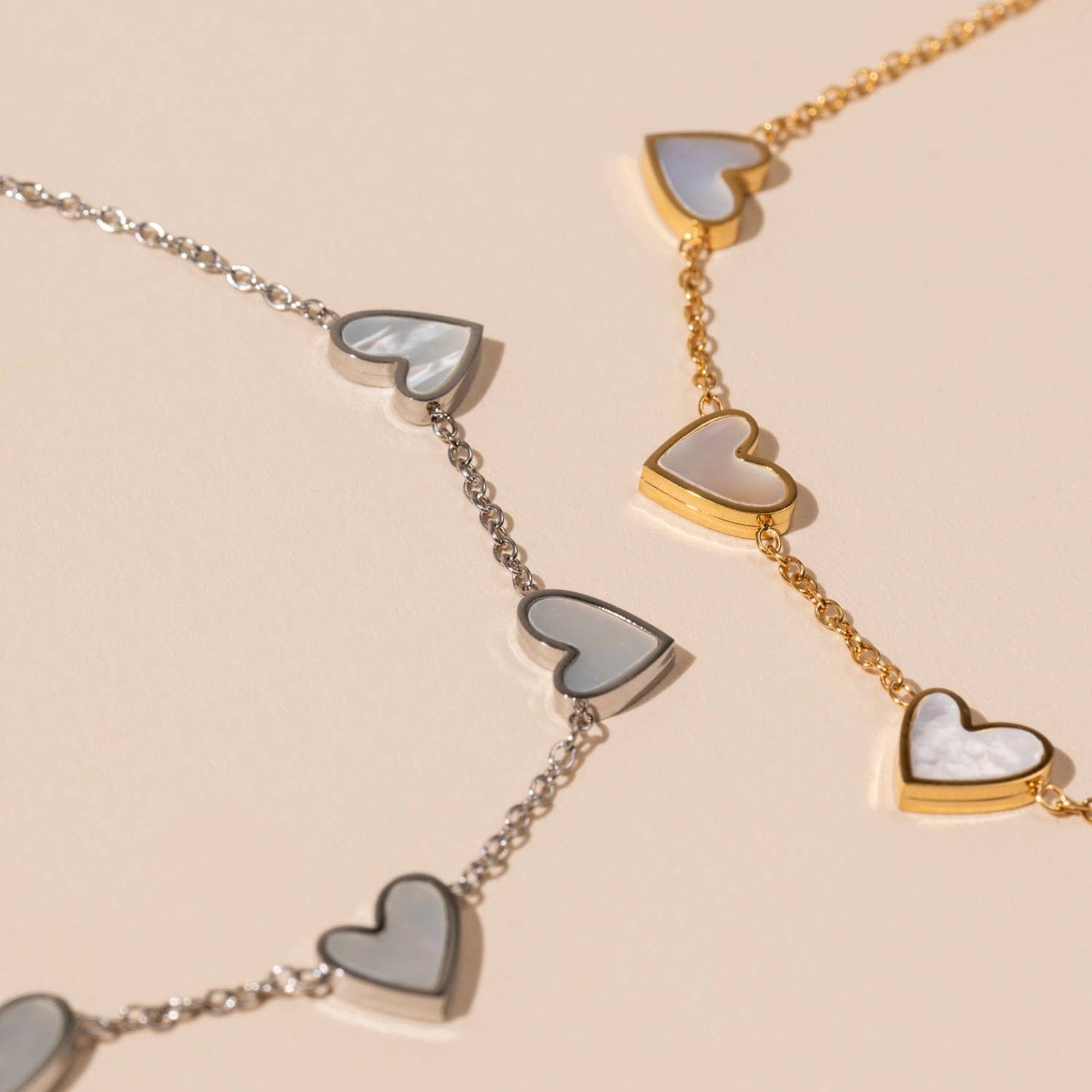 SS Anklet with Heart Charms