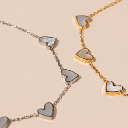 SS Anklet with Heart Charms