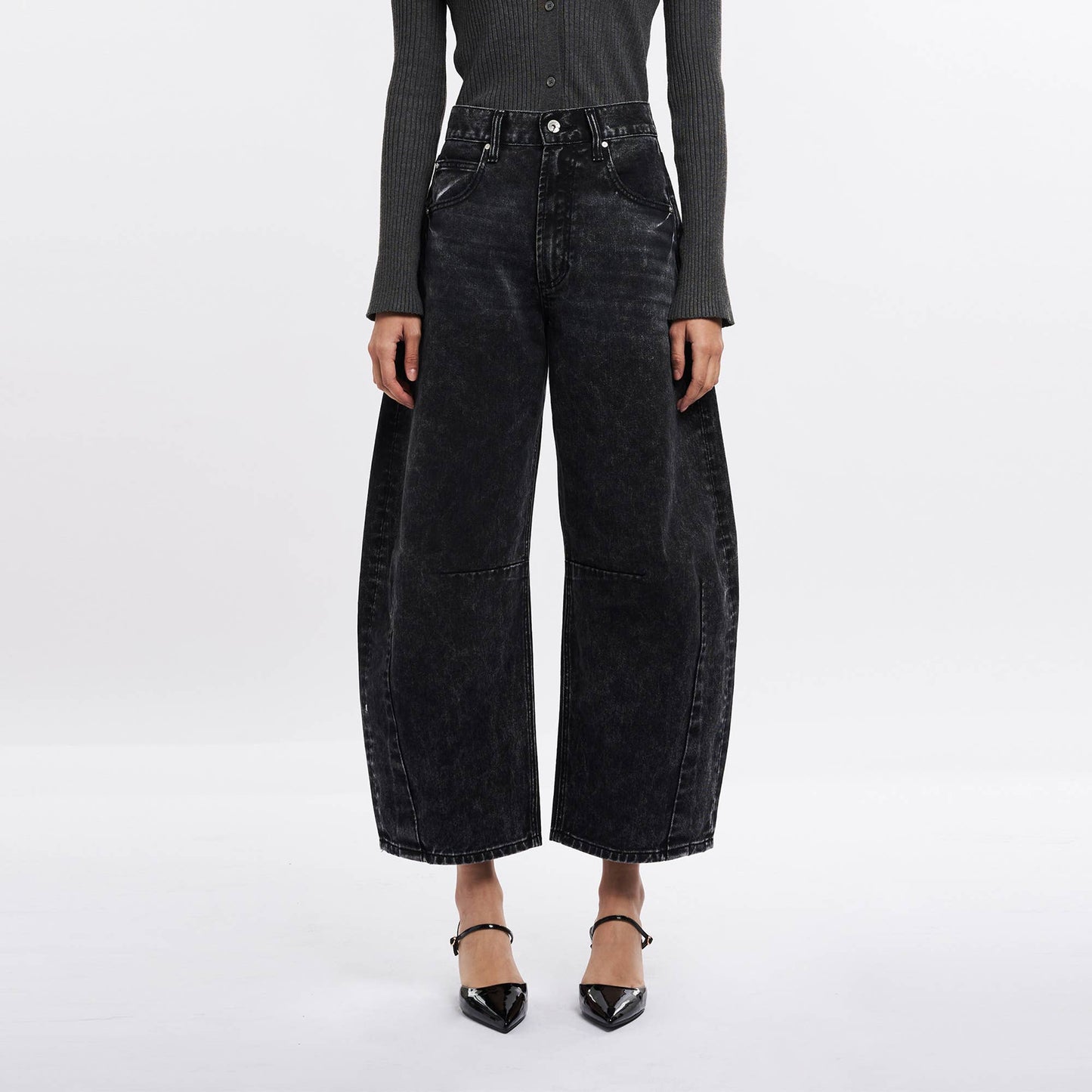 Bayeas Super High Rise Tailored Barrel Jeans Finished Hem