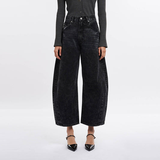 Bayeas Super High Rise Tailored Barrel Jeans Finished Hem