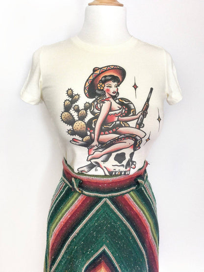 La Valiente Fitted Tee in Ivory