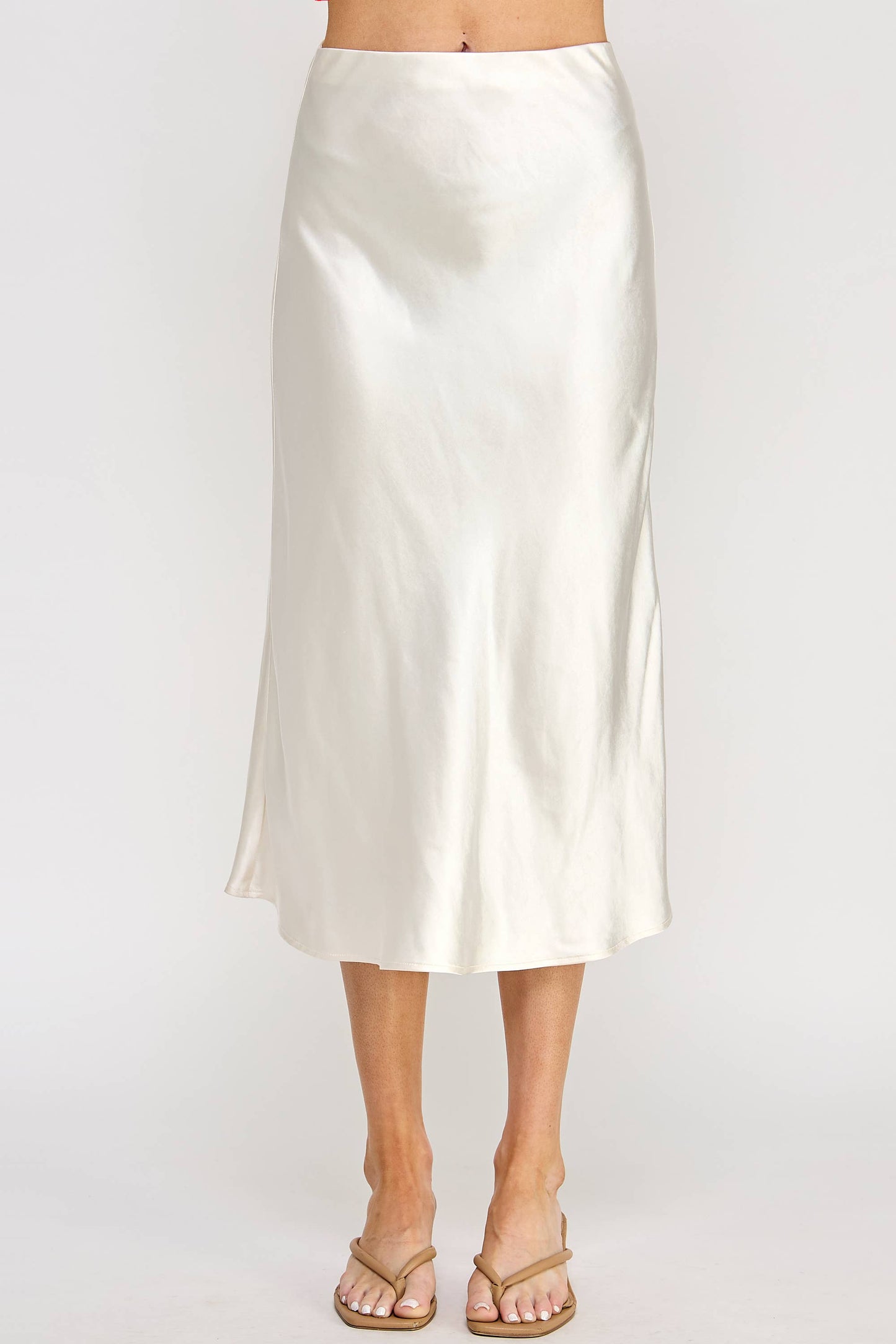 Satin Pearl Midi Skirt