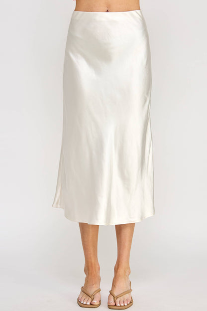 Satin Pearl Midi Skirt