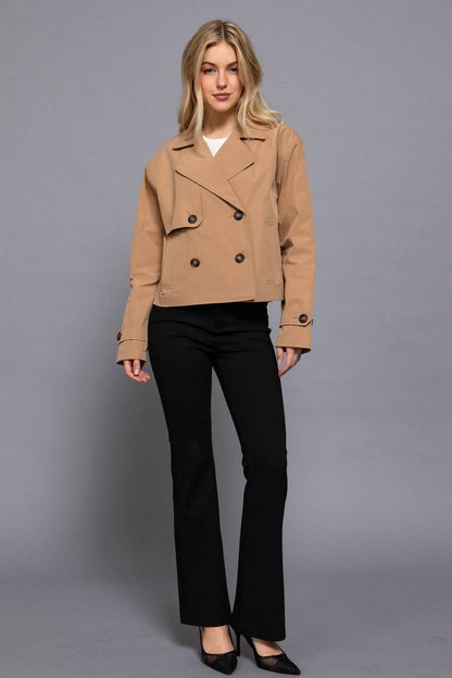 Crop Trench Coat Black or Khaki