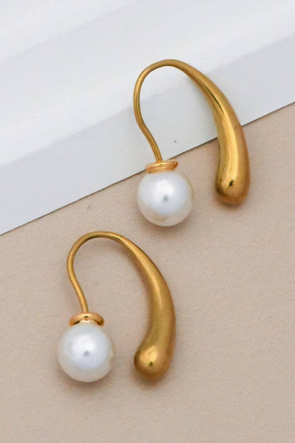 18K Gold Plated Waterproof Stainless Steel Hoop Earrings - 7167