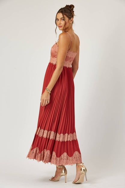 Saylor Colorblock Pleated Midi Dress