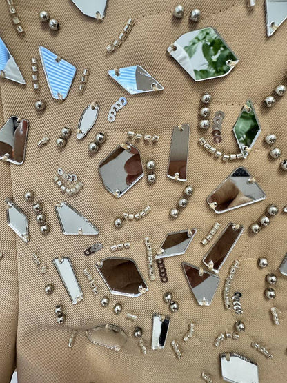 Mirror Beaded Suit Jacket & Shorts Set