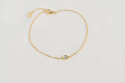 Silver Diamond Bracelet - Bezel Bracelet - Clover Bracelet