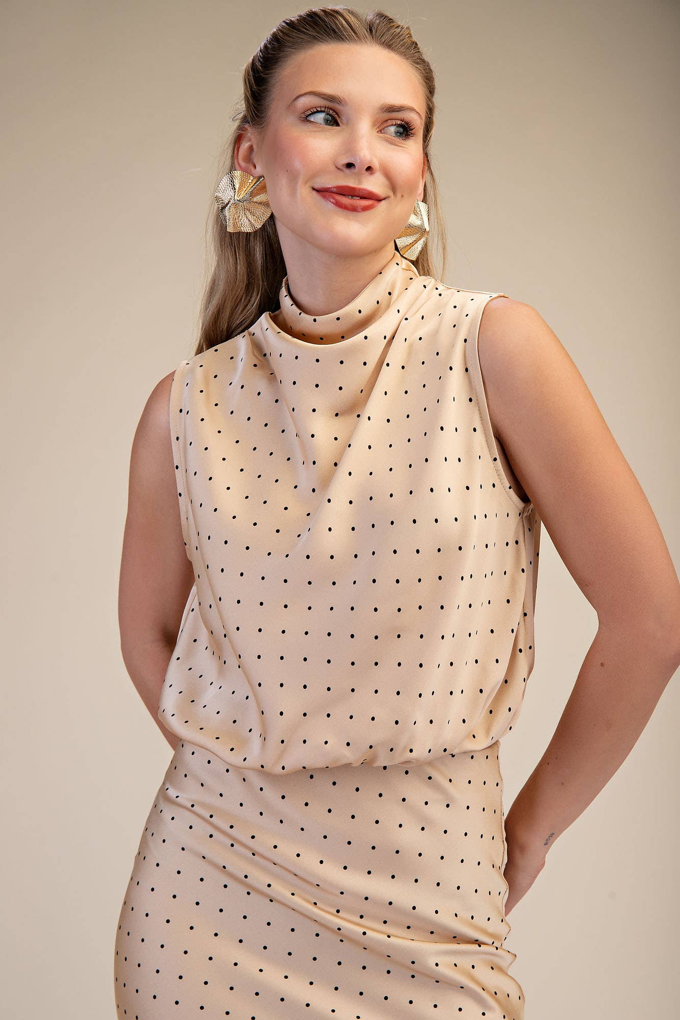 Polka Dot High Neck Top