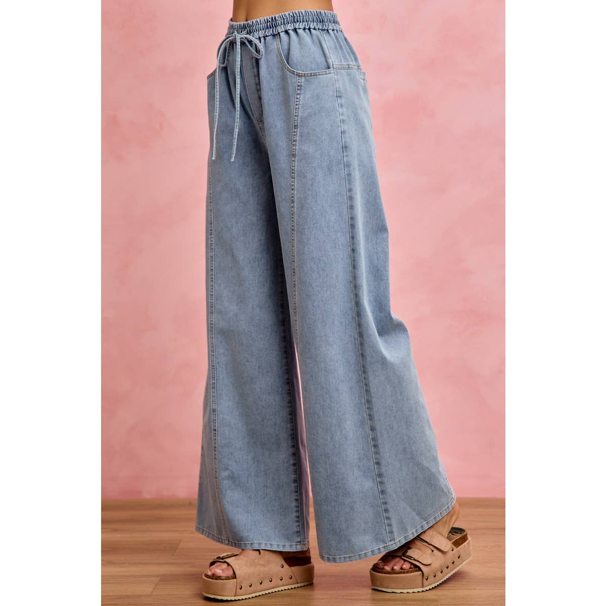 Elastic Wide Leg Jeans