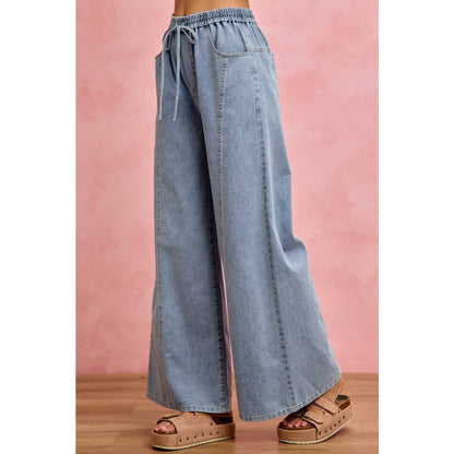Elastic Wide Leg Jeans