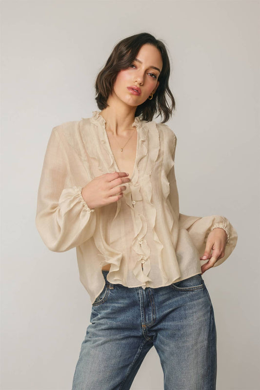 Ruffled V Neck Blouse