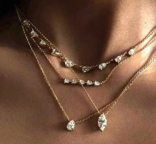 Solitaire Collection-14K gold Necklace layers 