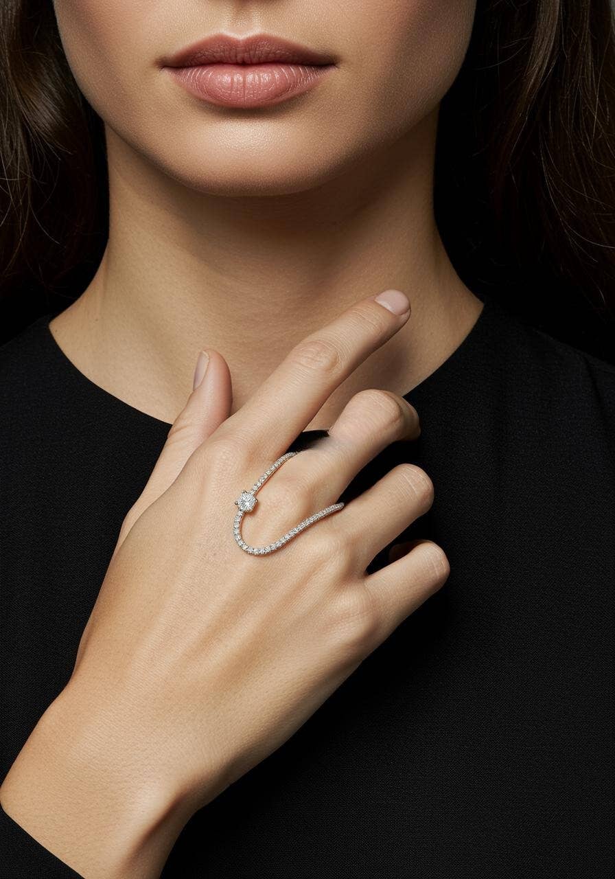 Halo Knuckle Ring- Dainty Recycled Brass and CZ Ring