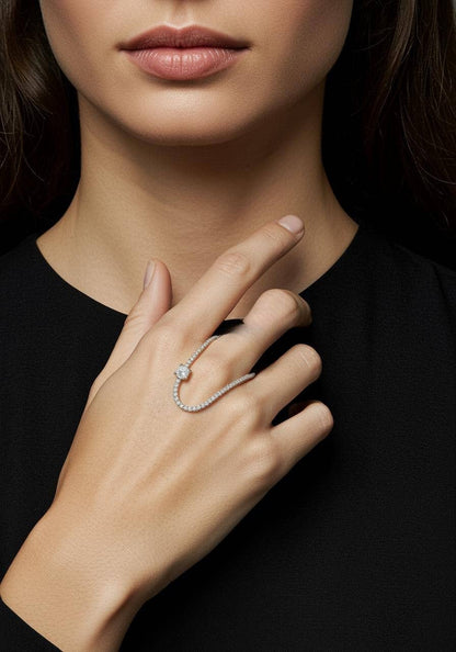 Halo Knuckle Ring- Dainty Recycled Brass and CZ Ring