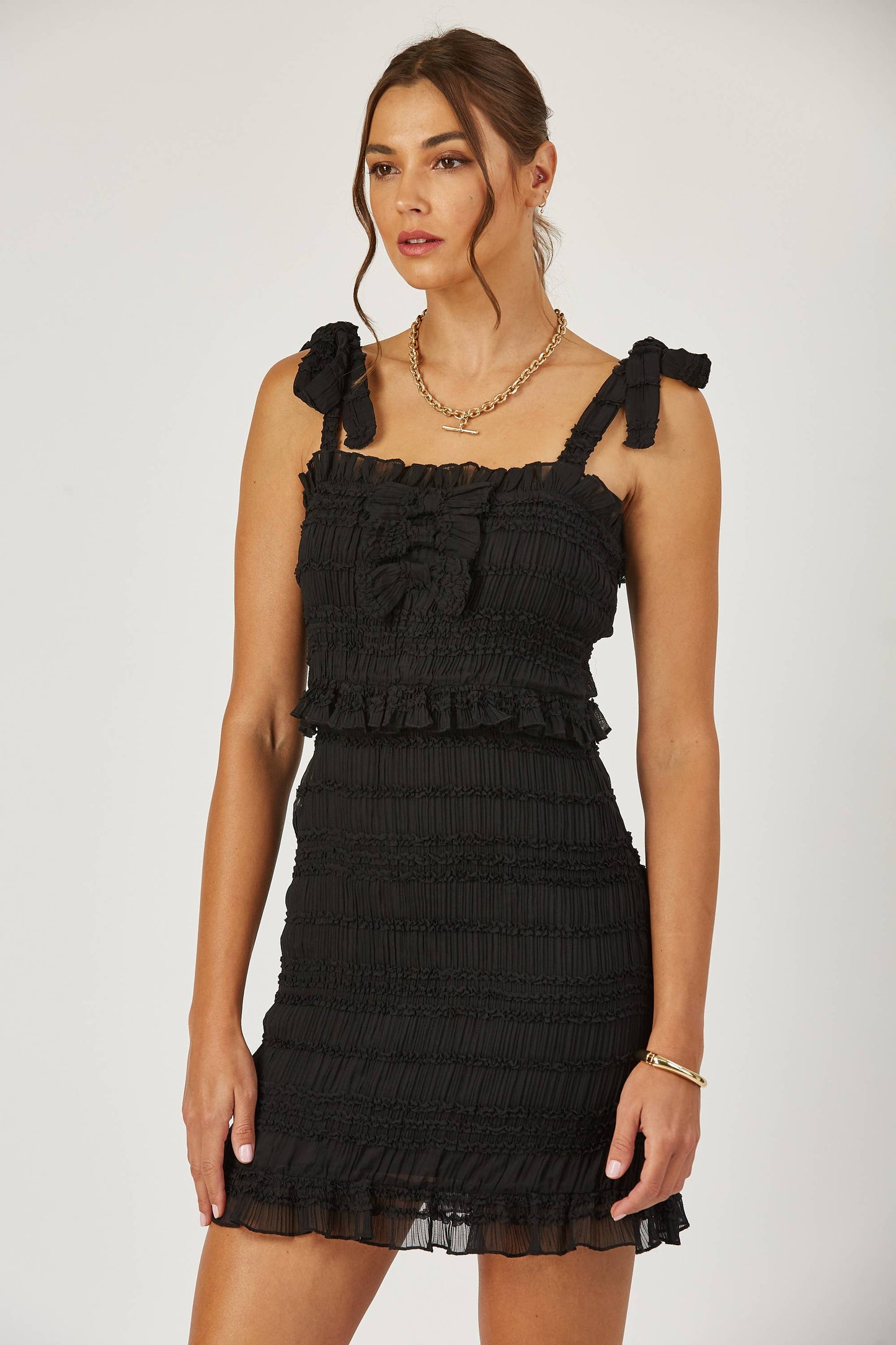 Bianca textured tie strap mini dress