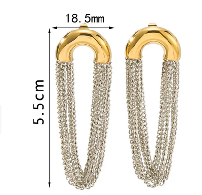 Mixed Metal Tassel Hoop Earring