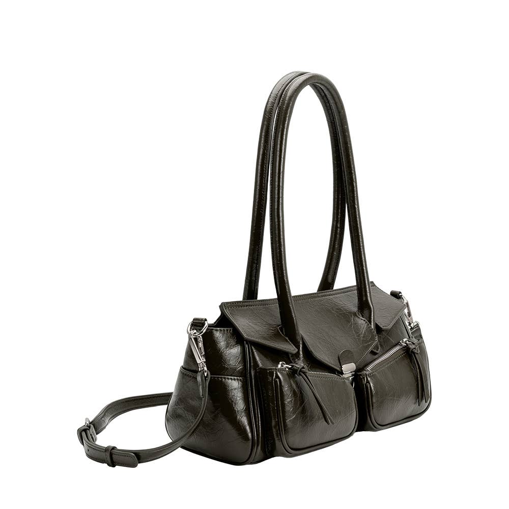 Ruthie Olive Recycled Vegan Leather Shoulder Bag