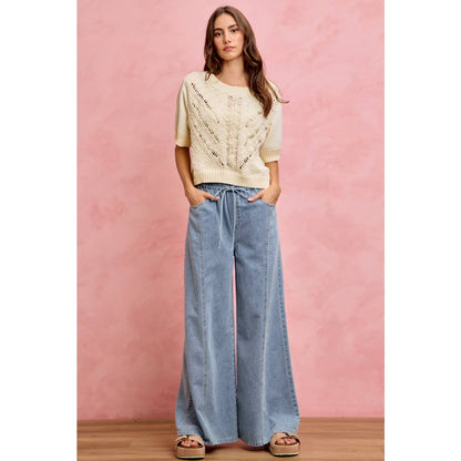 Elastic Wide Leg Jeans