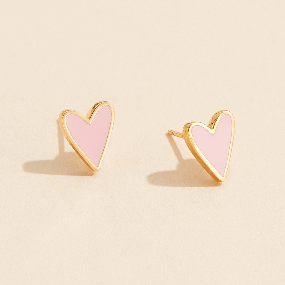 Enamel Heart Stud Earrings