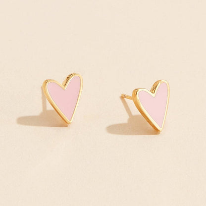 Enamel Heart Stud Earrings