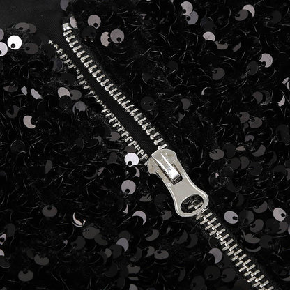 Sparkling Sequin One-Shoulder Long Sleeve Party Dress