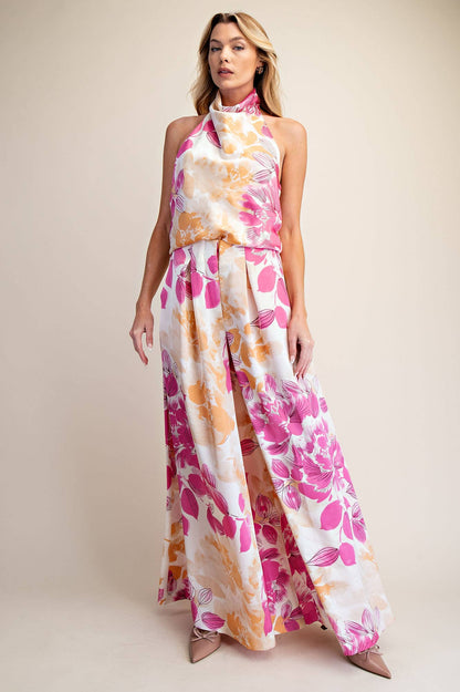 Halter Neck Cowl Neck Sleeveless Top