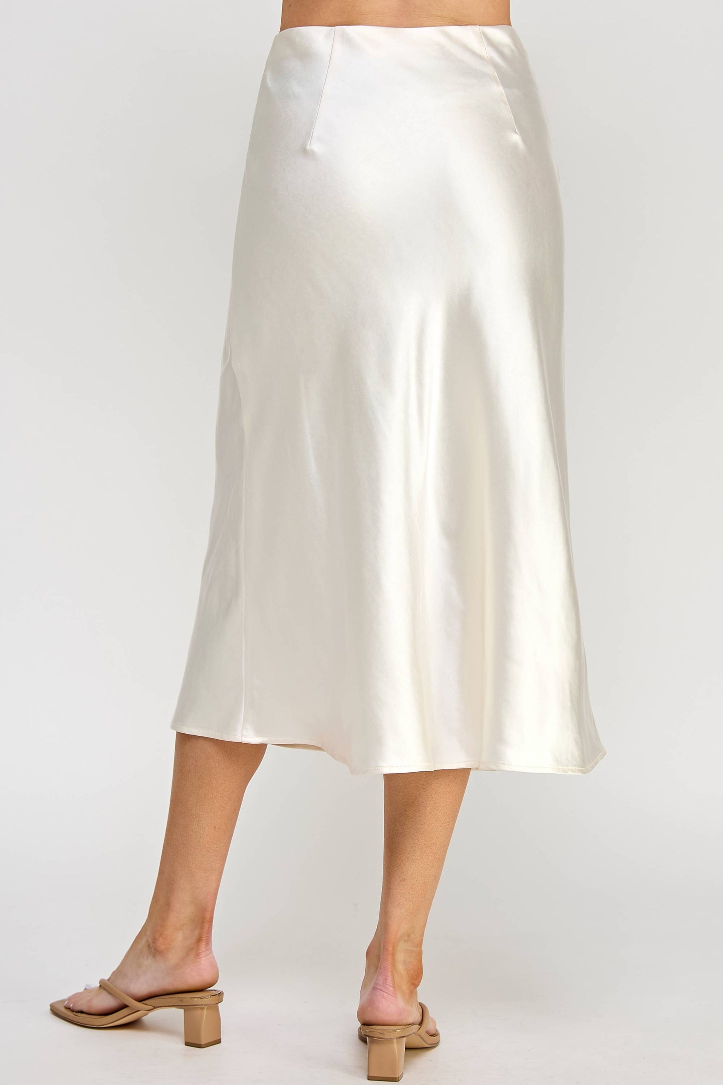 Satin Pearl Midi Skirt